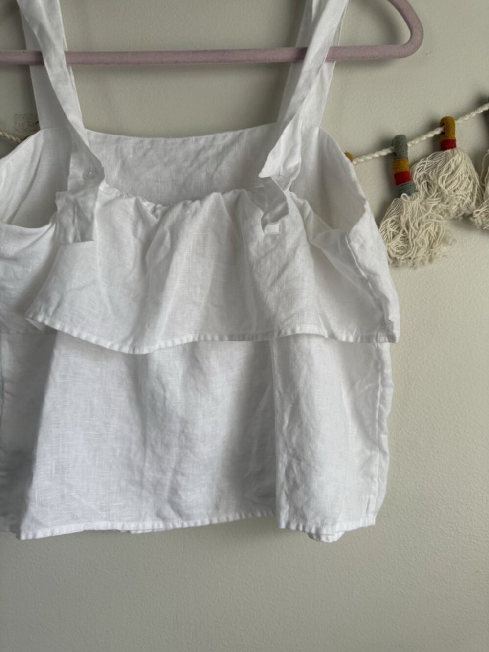 Quince 100% European Linen White Square Neck Tank Beach Coastal Effortless M - Picture 6 of 9